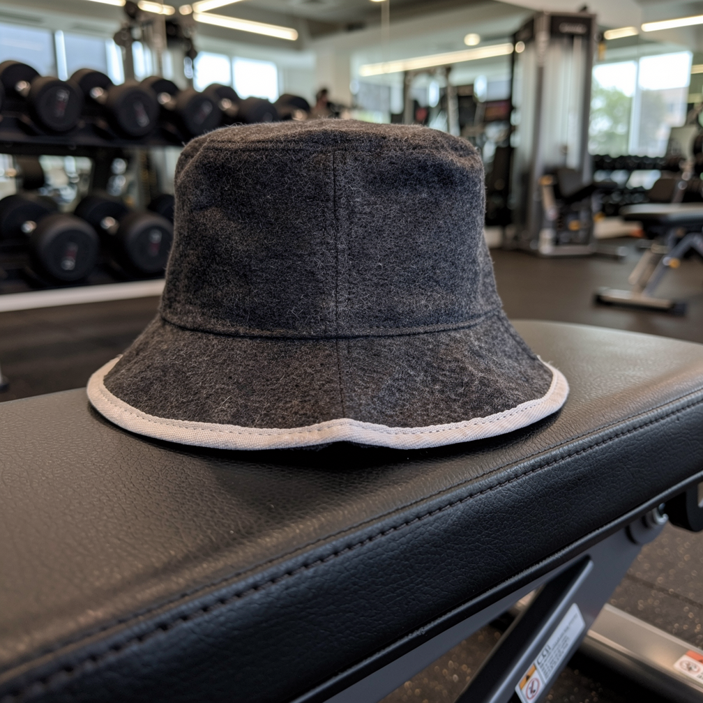 Premium-Saunahut aus schwarzer Wolle