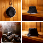 Premium-Saunahut aus schwarzer Wolle