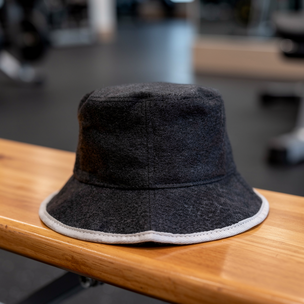 Premium-Saunahut aus schwarzer Wolle